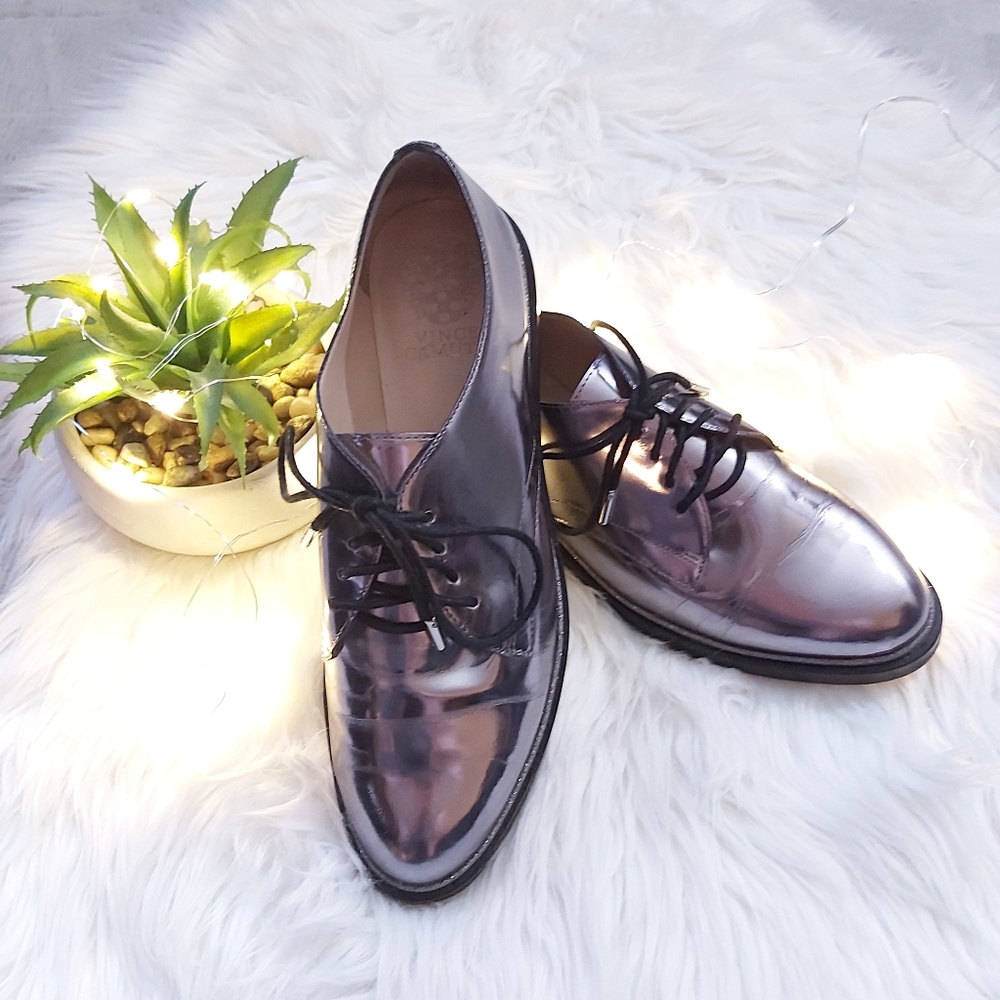 Vince Camuto Metallic Purple Lace-Up Flats